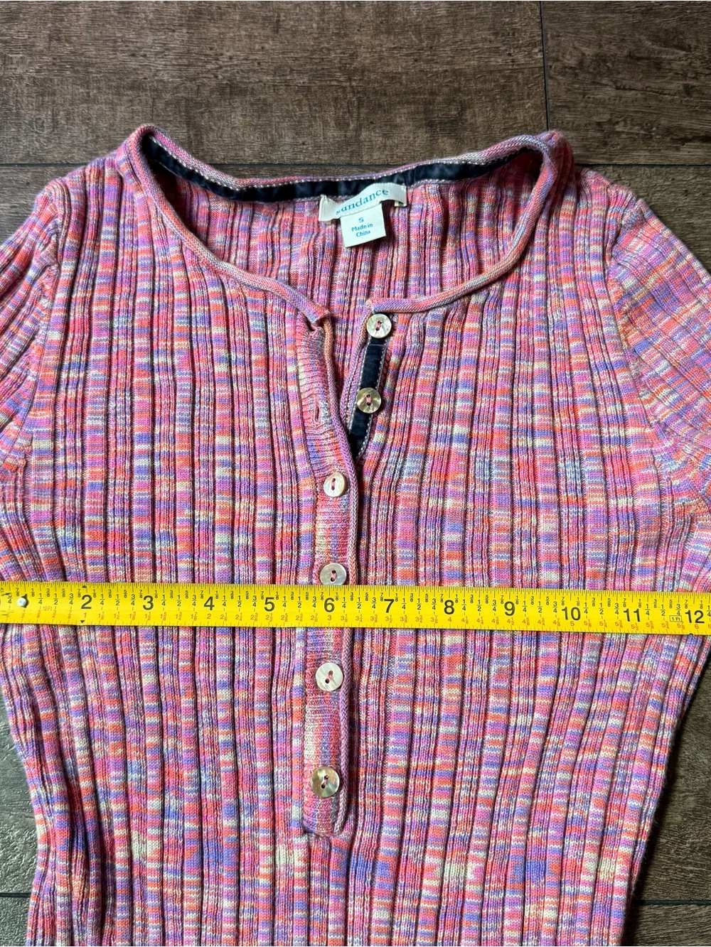 Pink Multicolor Ribbed Henley Knit top - Picture 3 of 6